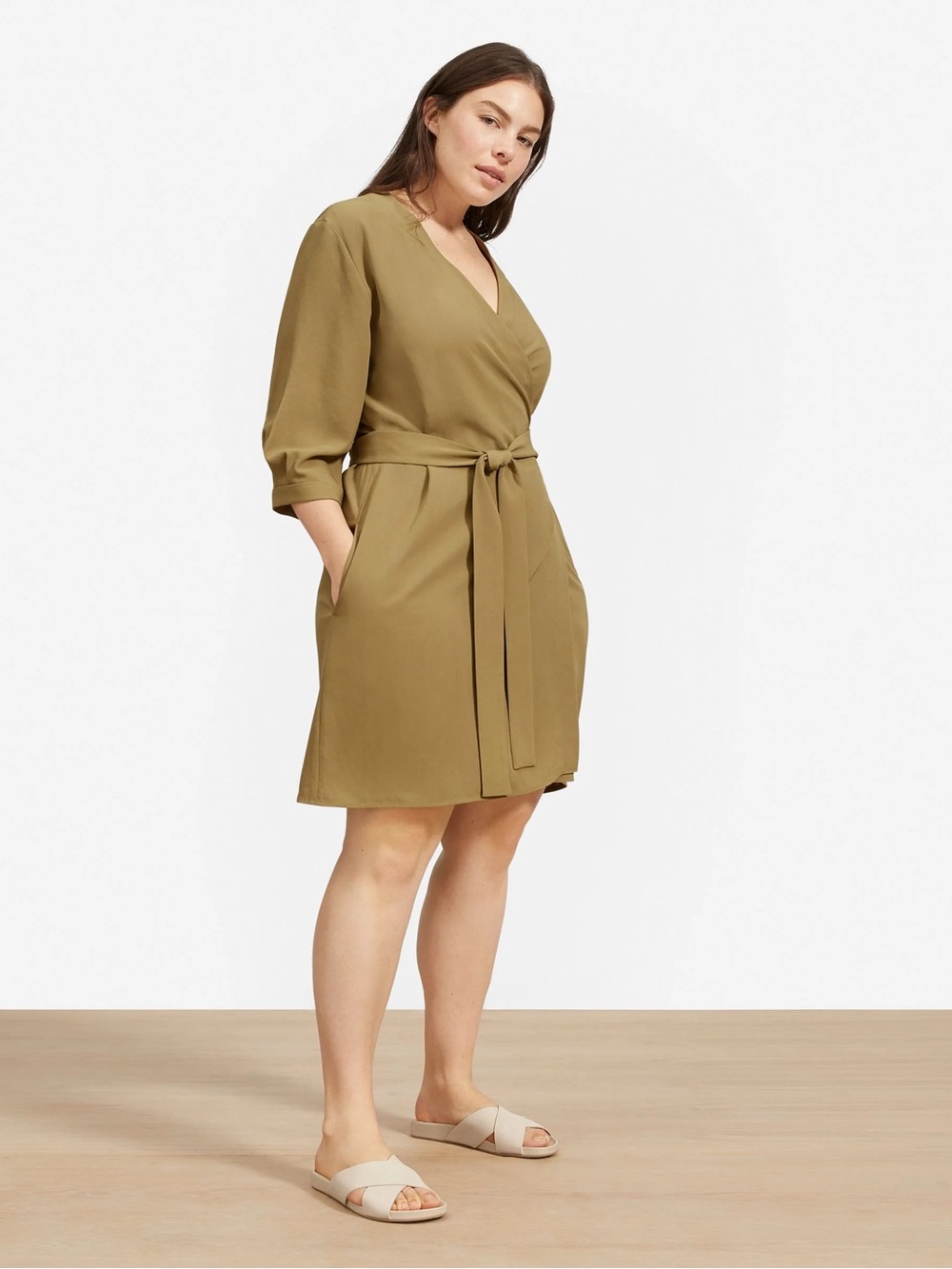 Everlane Tan Japanese Wrap Dress